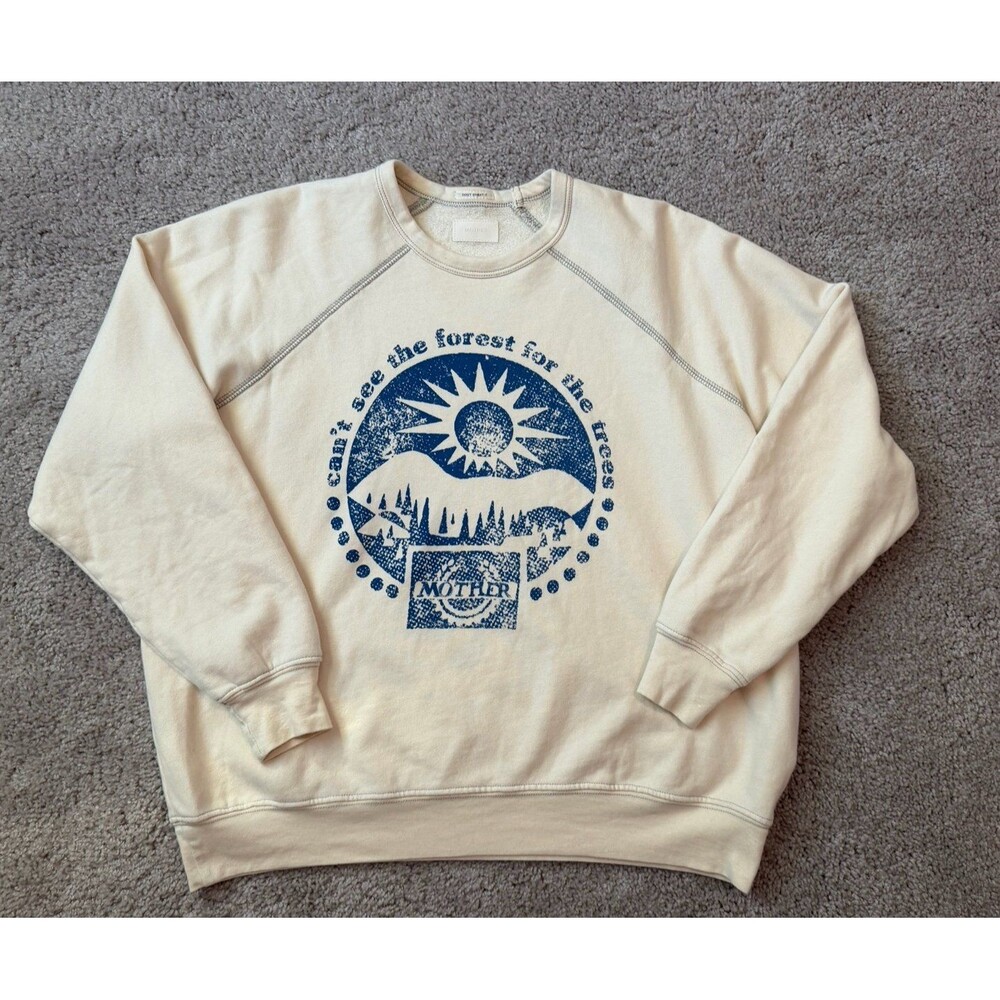 MOTHER The Biggie Concert Oversized Crewneck in For the Trees Colorway Size XS